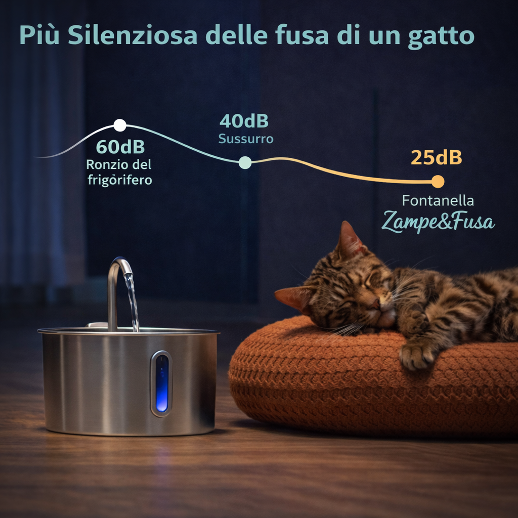 New Fontana automatica™️ per gatti da 2,2 litri in accaio inox
