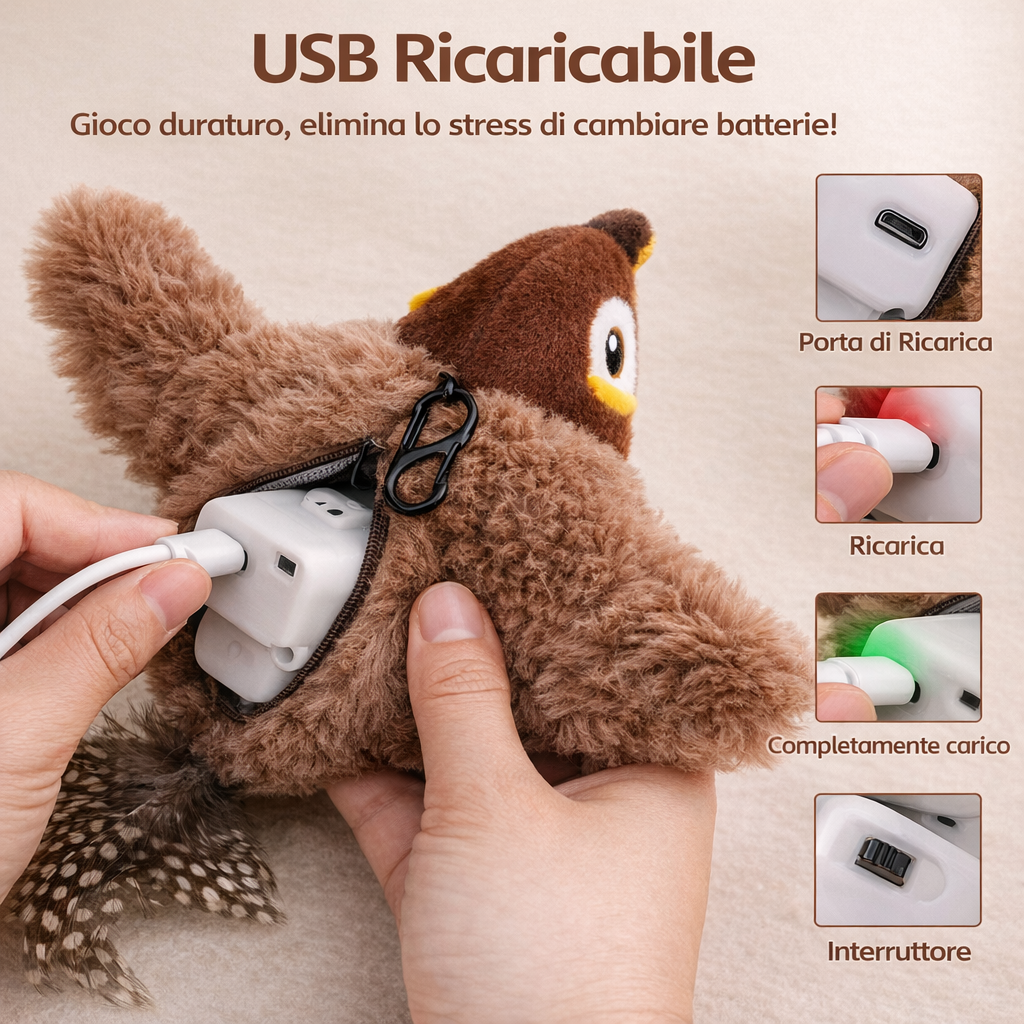 Uccellino Flappy™️ - Peluche gioco per gatti