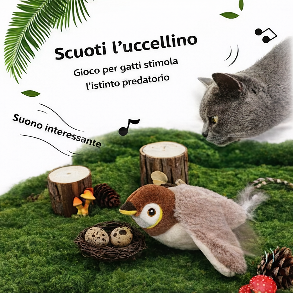 Uccellino Flappy™️ - Peluche gioco per gatti